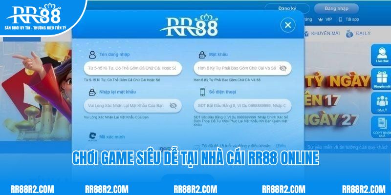 Chơi game siêu dễ tại nhà cái RR88 online